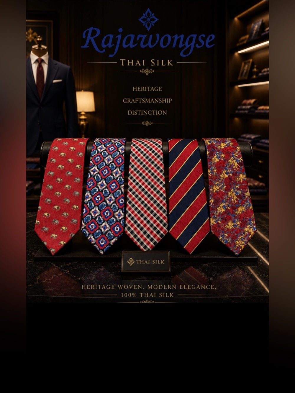 Rajawongse Clothier Bangkok- Thai Silk Ties NWOT